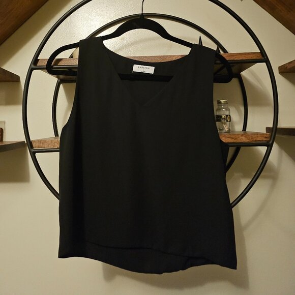 Aritzia Babaton Murphy Black Sleeveless Blouse V-Neck - Picture 2 of 4